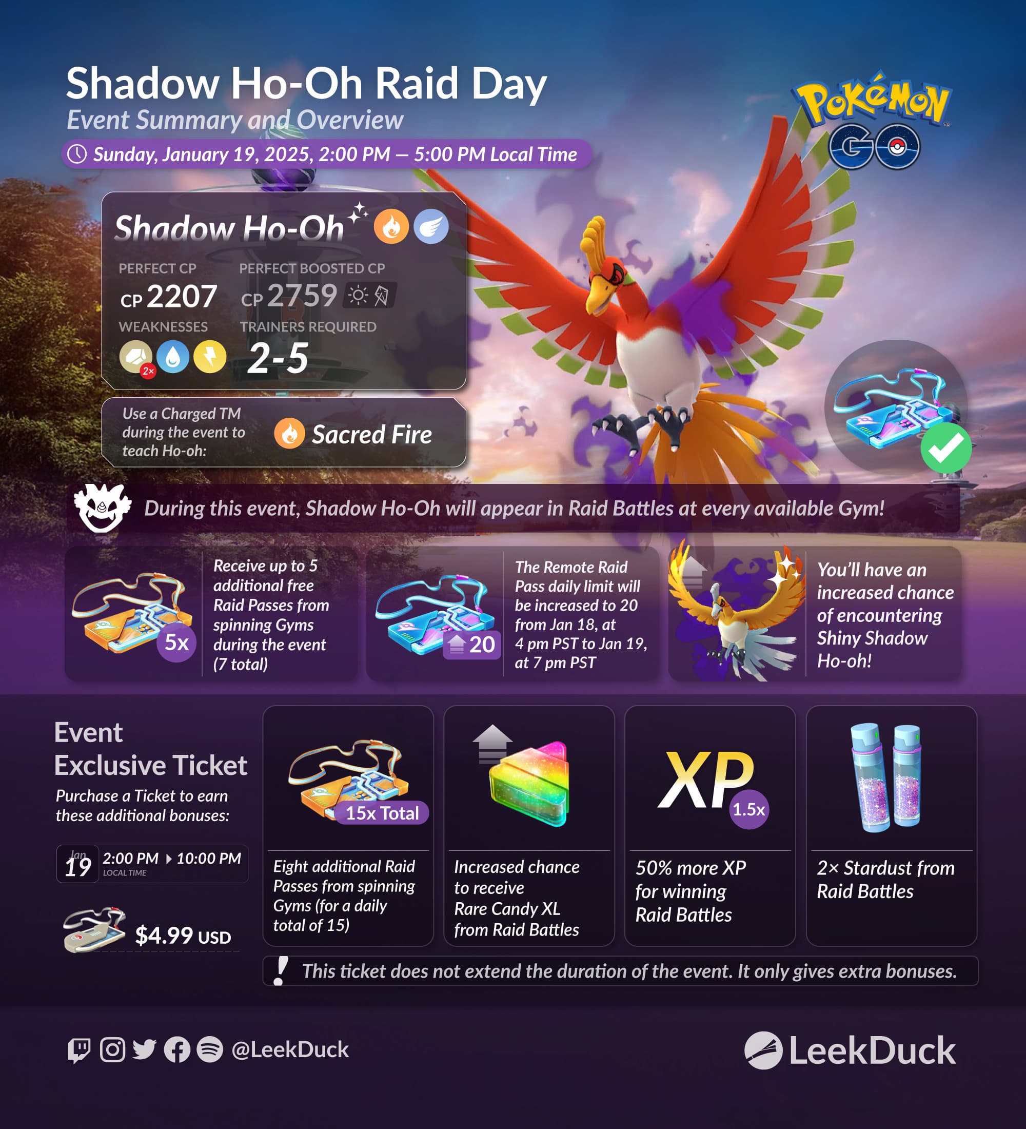 Shadow Ho-Oh Raid Day - Leek Duck | Pokémon GO News and Resources