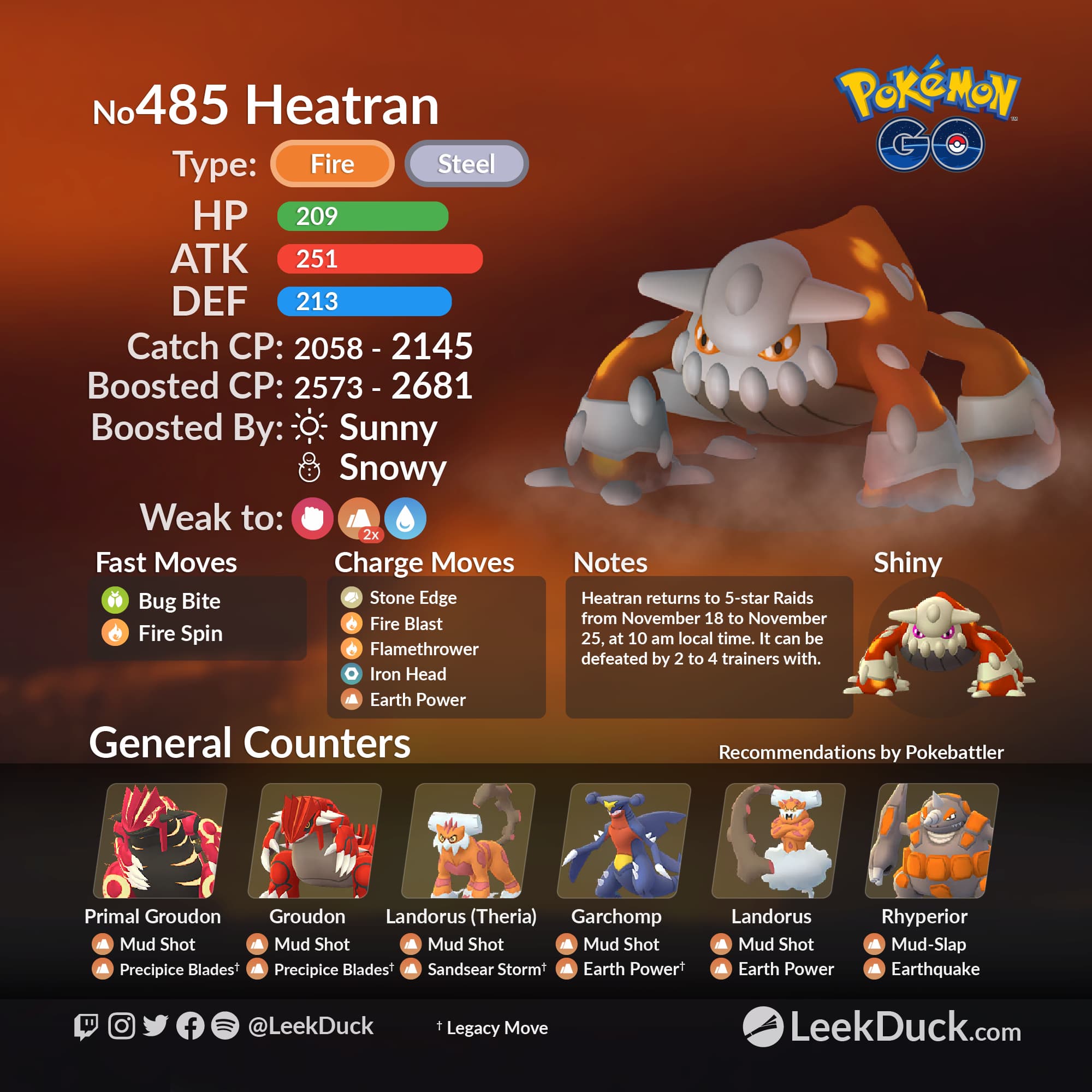 Heatran in 5-star Raid Battles - Leek Duck | Pokémon GO News and Resources