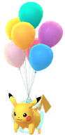 Flying Pikachu with Multicolored Balloons