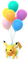 Flying Pikachu with Multicolored Balloons