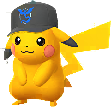 Shiny Pikachu wearing a Team Mystic hat