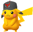 Shiny Pikachu wearing a Team Valor hat