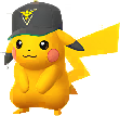 Shiny Pikachu wearing a Team Instinct hat